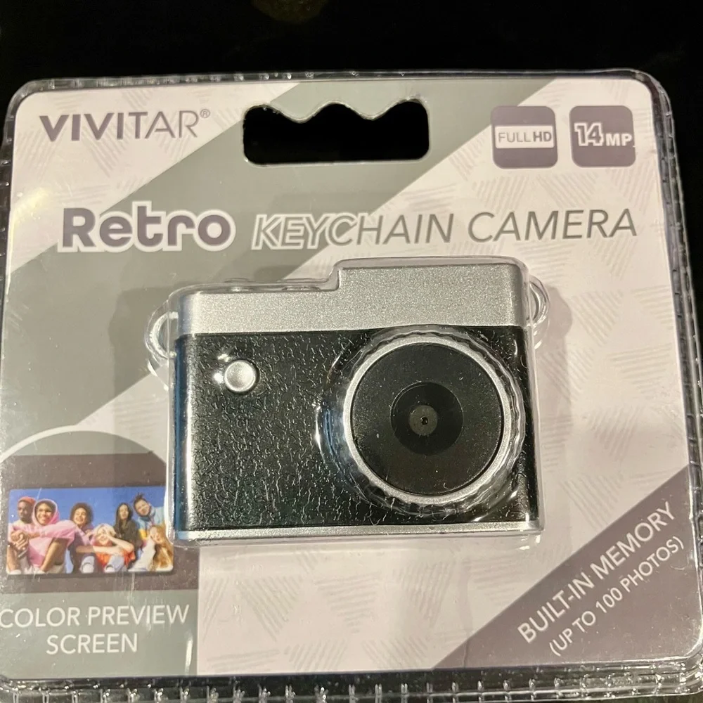 Y2K Mini Digital Camera Keychain - Black